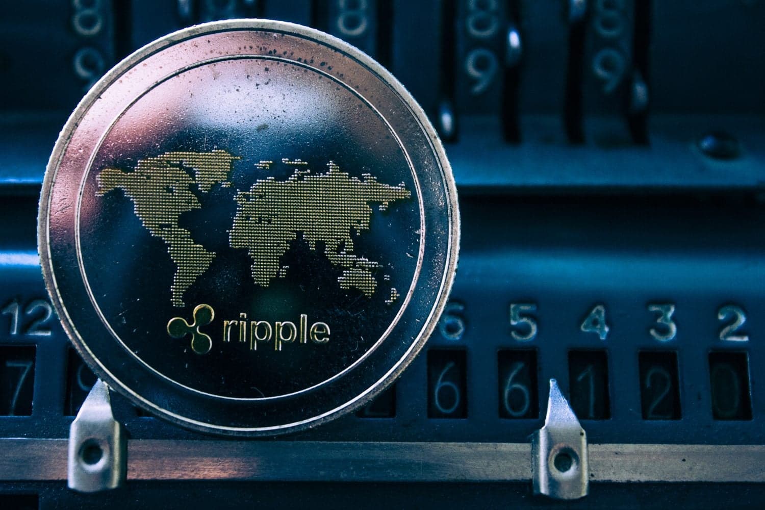 XRP coin on a background of numbers