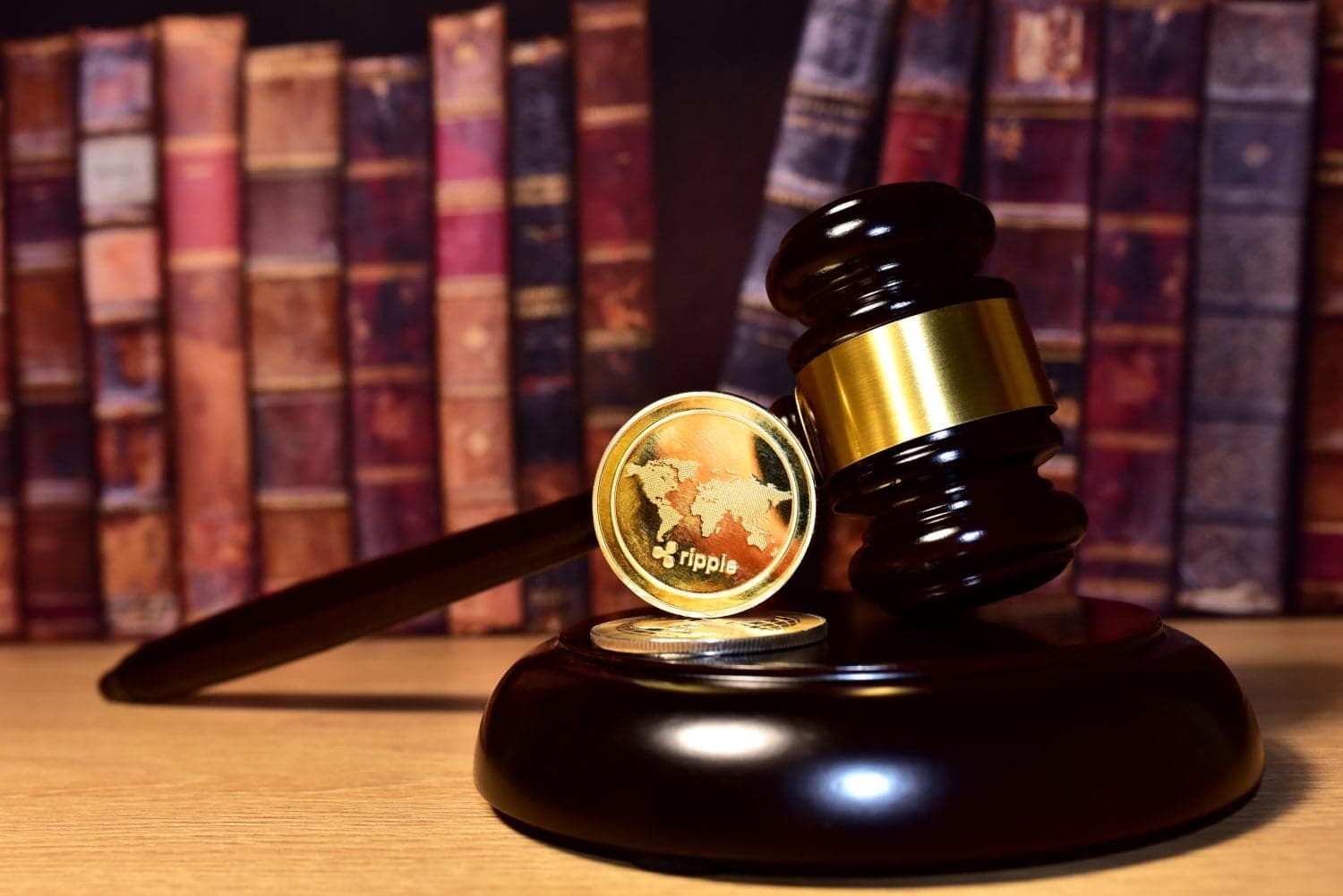 Judge hammer and XRP crypto coin
