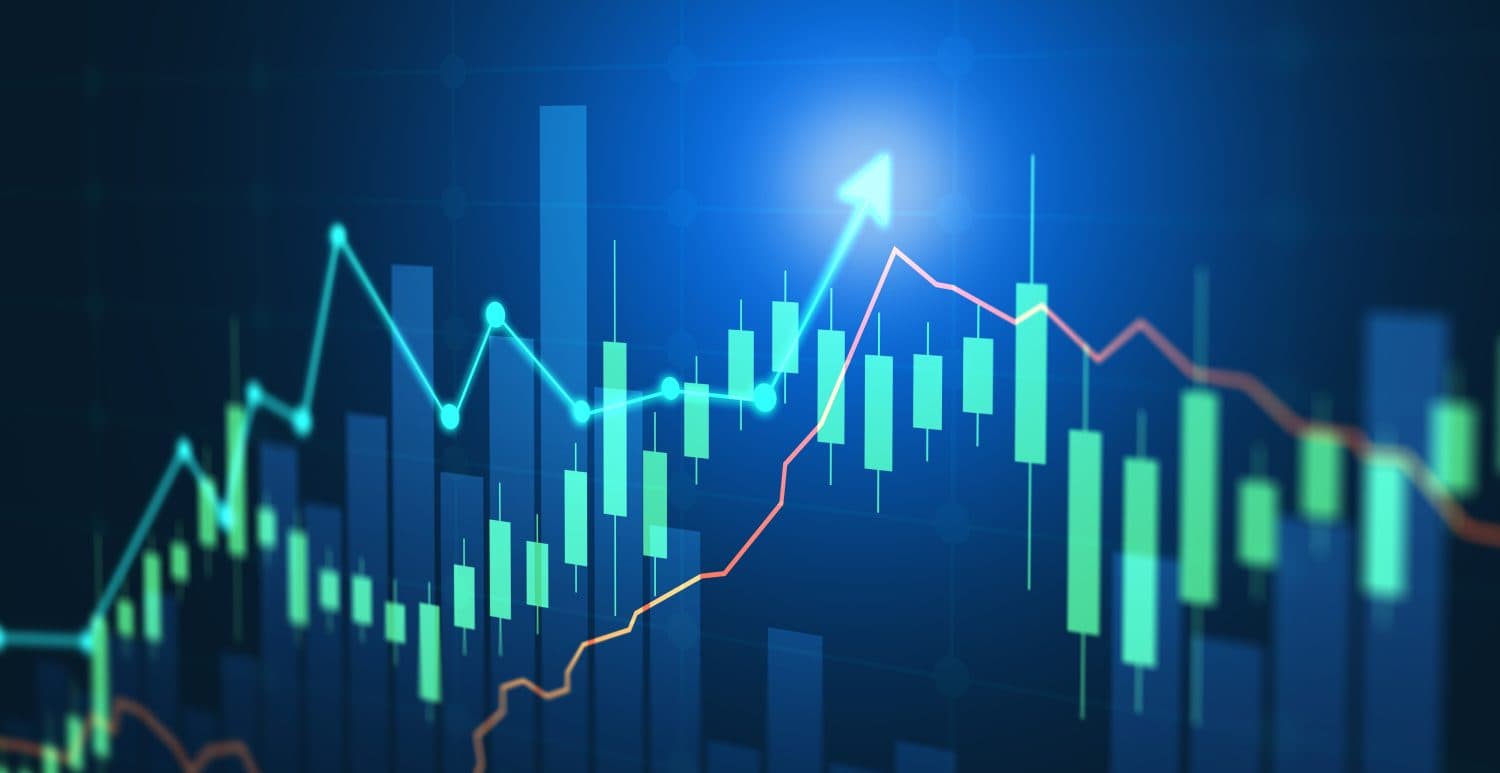 Digital financial chart with upward trends