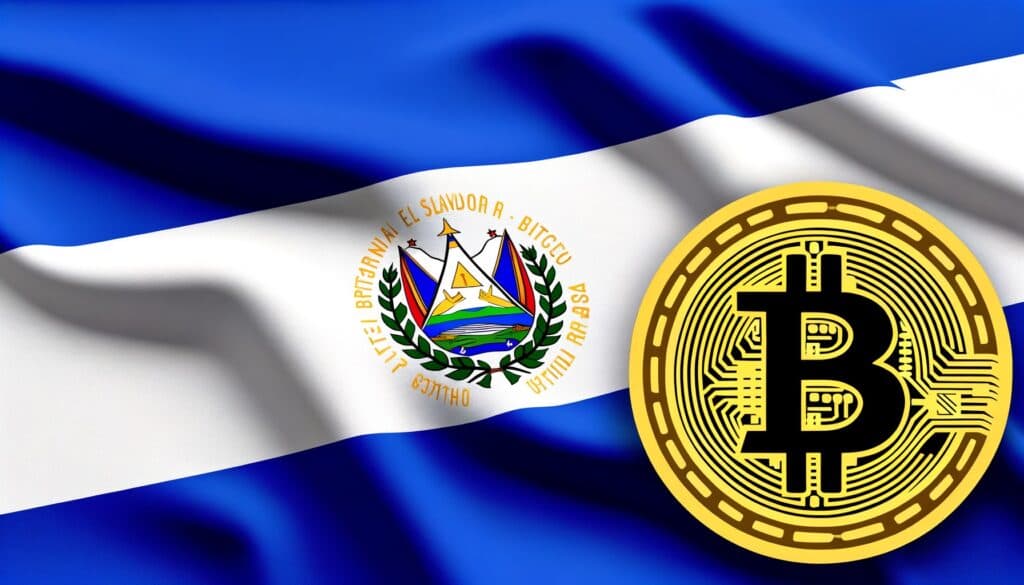 El Salvador Flag with Bitcoin