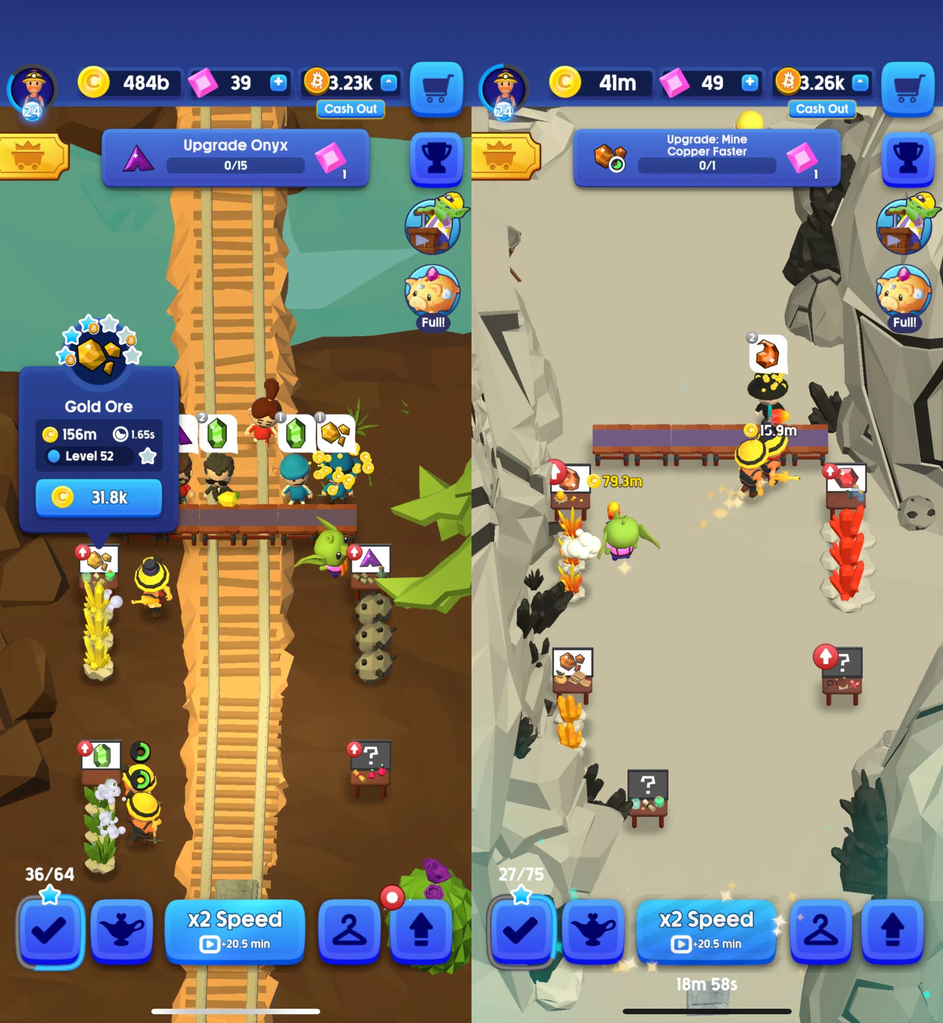 Screenshots from Idle Mine. Image: Decrypt