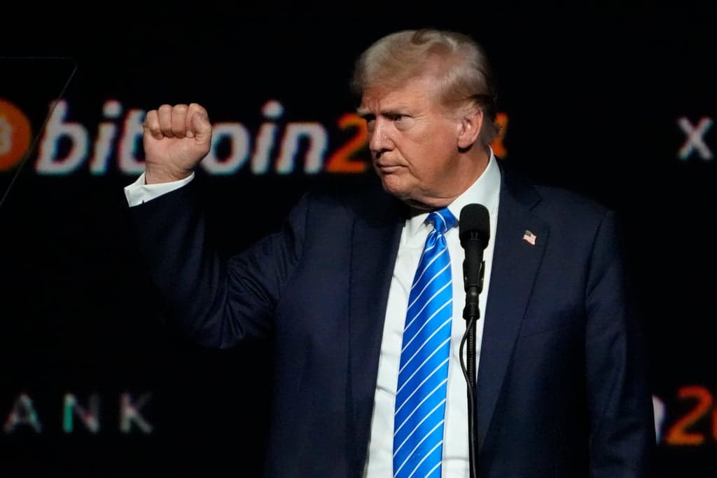 Former president Donald Trump, now present-elect, spoke at the Bitcoin 2024 Conference on July 27 while courting the crypto community on the campaign trail. Photo: AP